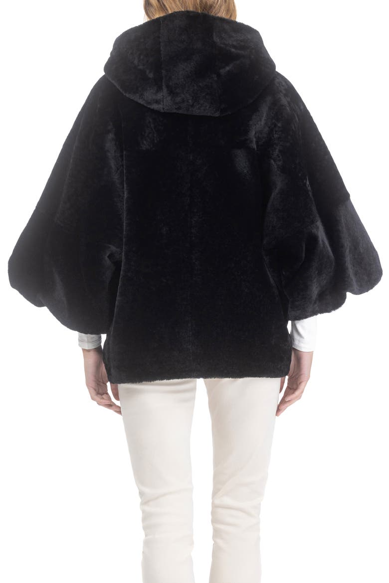 Genuine Shearling Short Jacket with Cropped Sleeves, Alternate, color, BLACK