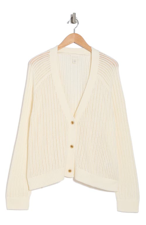 Shop Caslon ® Pointelle V-neck Cardigan In Ivory Pristine