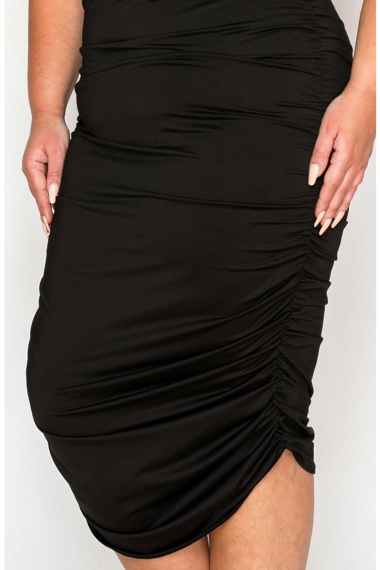 Izzy Ruched Midi Halter Dress, Alternate, color, BLACK
