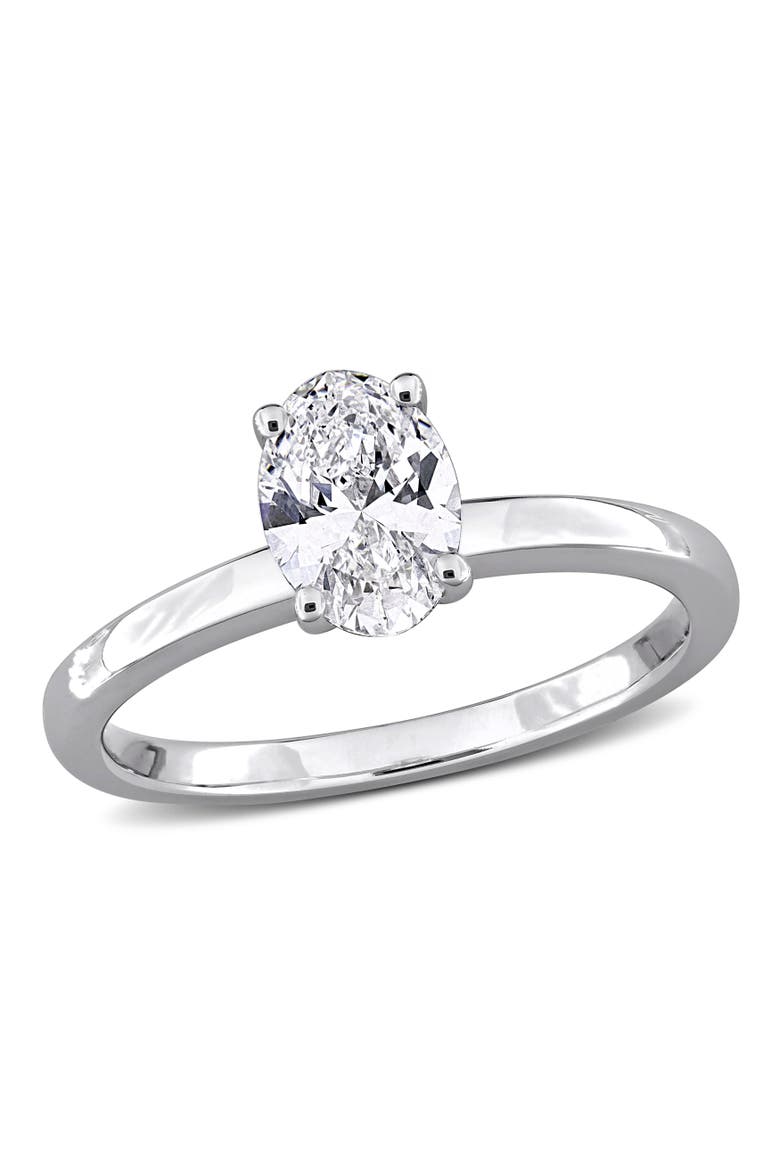 1 CTW Lab-Grown Diamond Oval Solitaire Ring 10k, Main, color, White Gold
