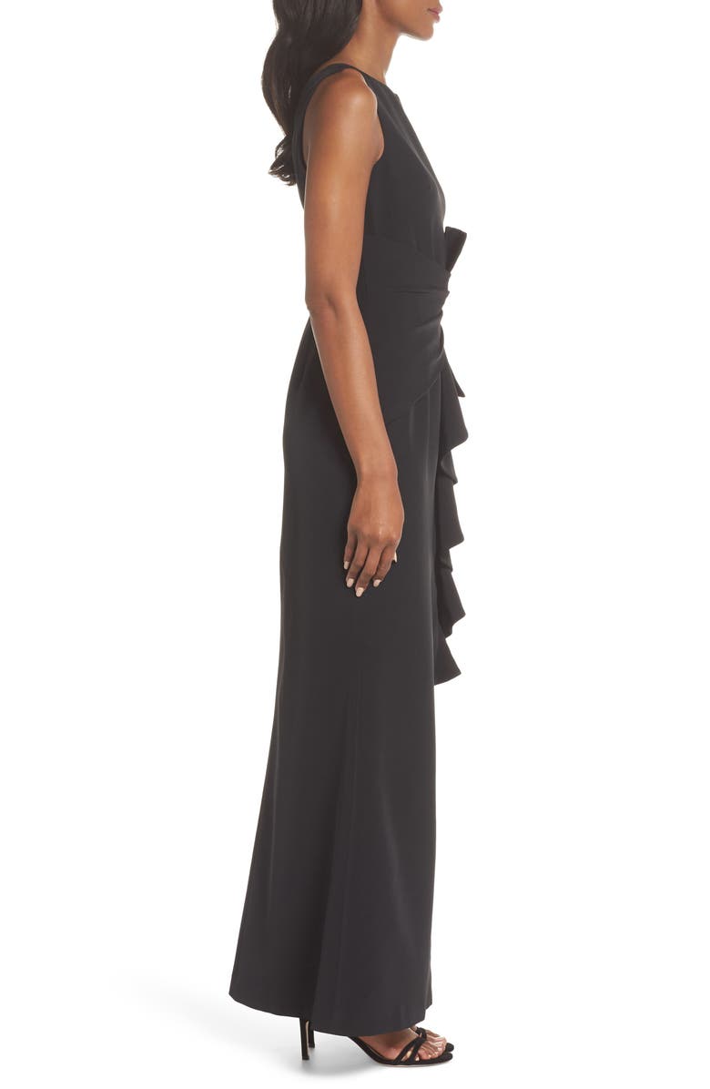 Eliza J Ruffle Front Gown, Alternate, color, Black