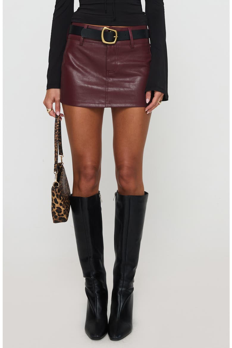 Magee Faux Leather Miniskirt, Main, color, BURGUNDY