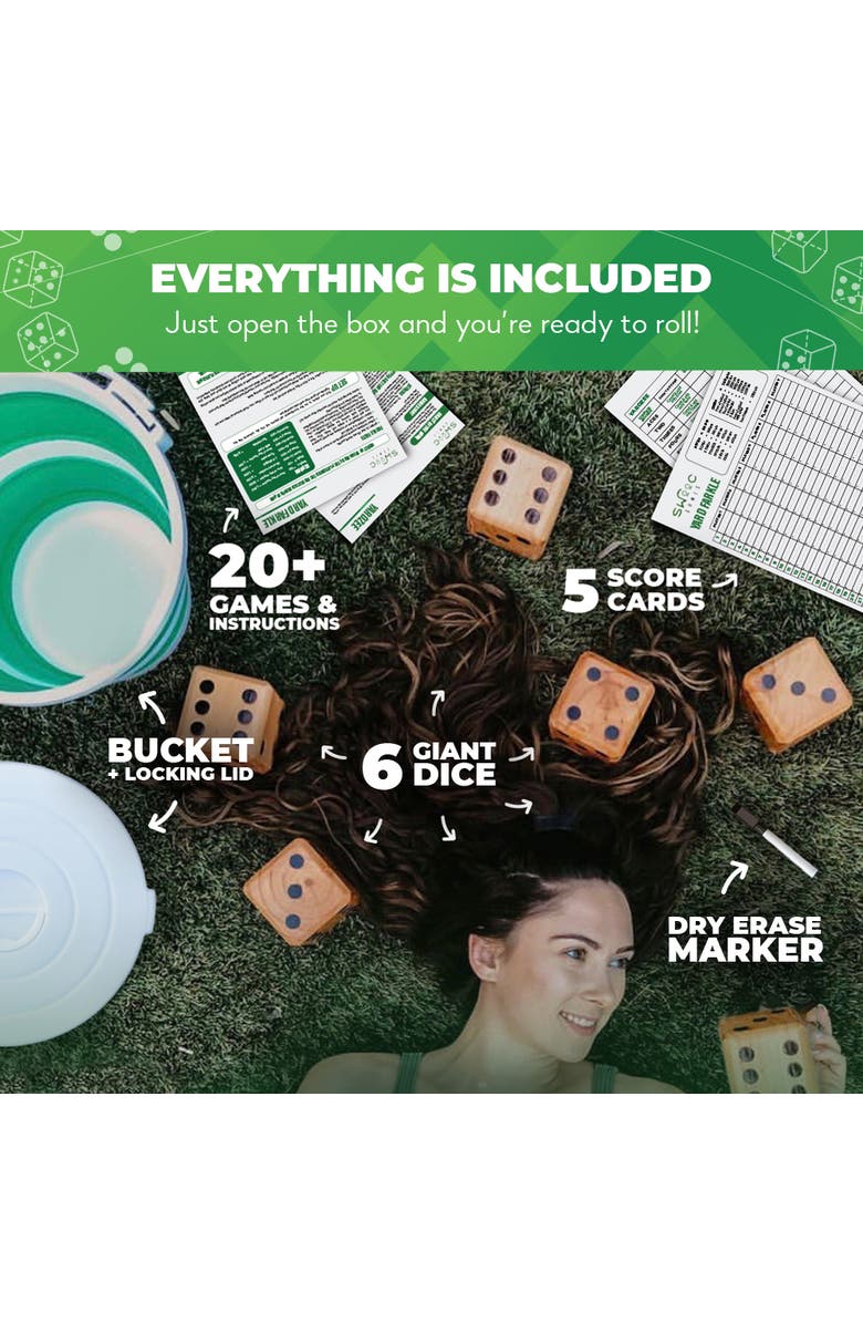 Swooc Games Yardzee & Yard Farkle Giant Dice, Alternate, color, Green