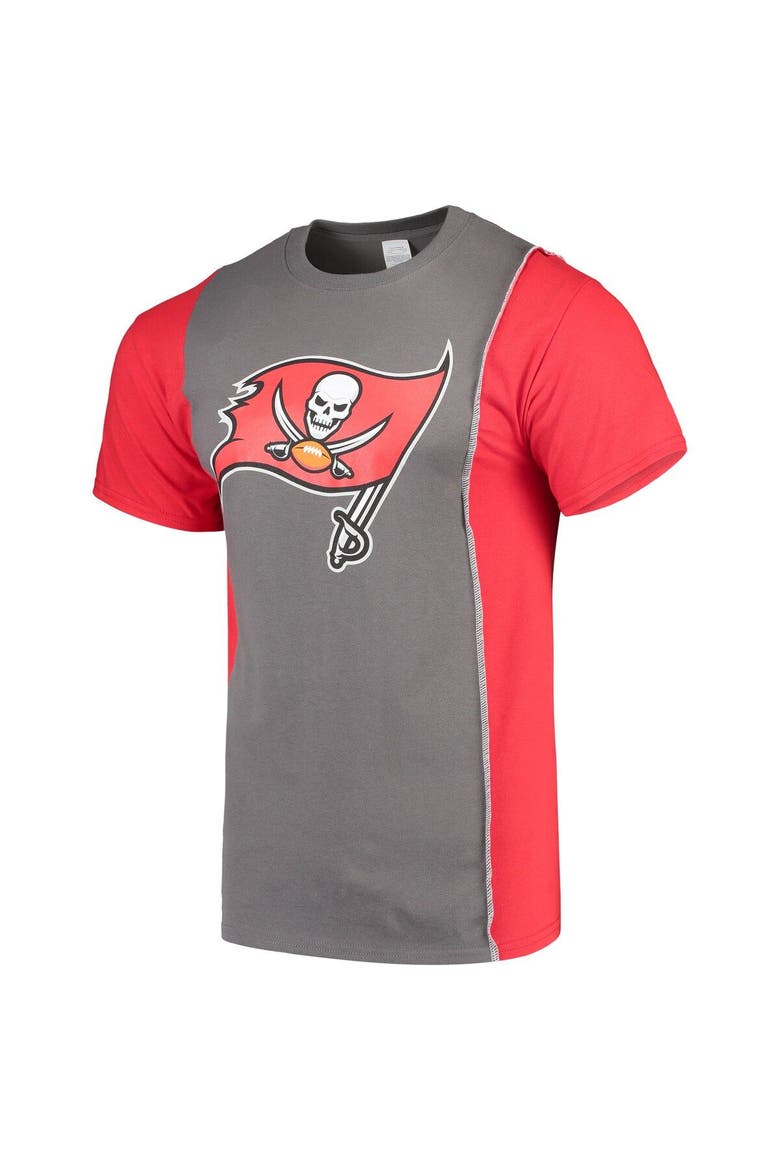 Men's Refried Apparel Pewter/Red Tampa Bay Buccaneers Sustainable Upcycled Split T-Shirt, Alternate, color, Pewter