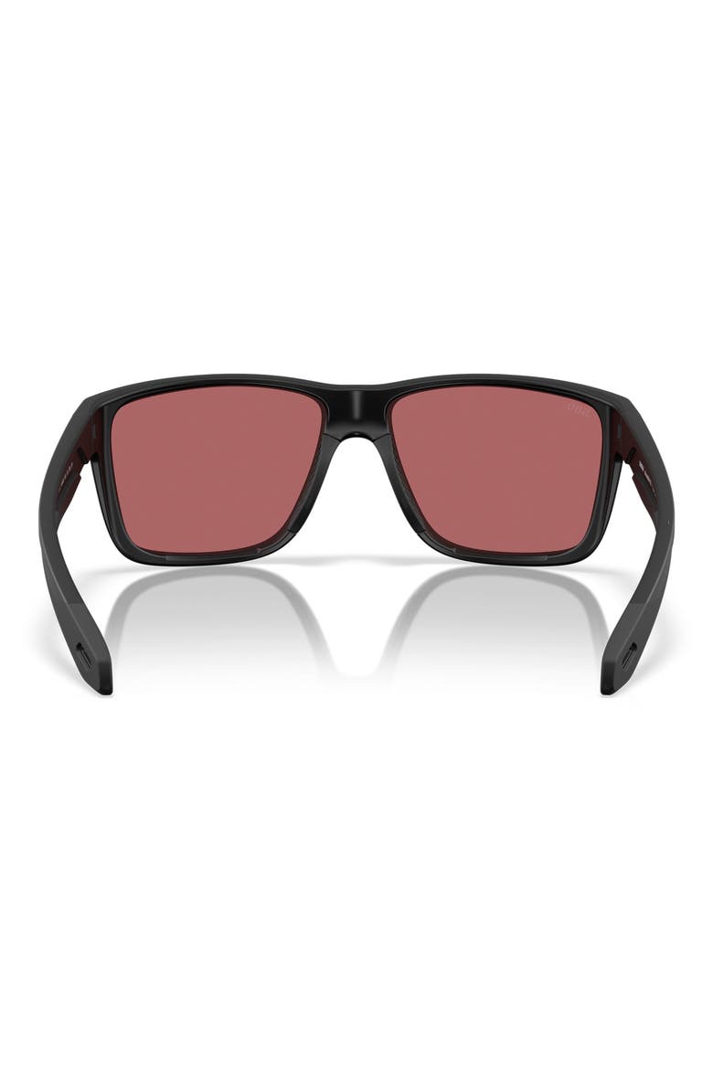 58mm Broadbill II Polarized Rectangle Sunglasses, Alternate, color, MATTE BLACK / ROSE 580G