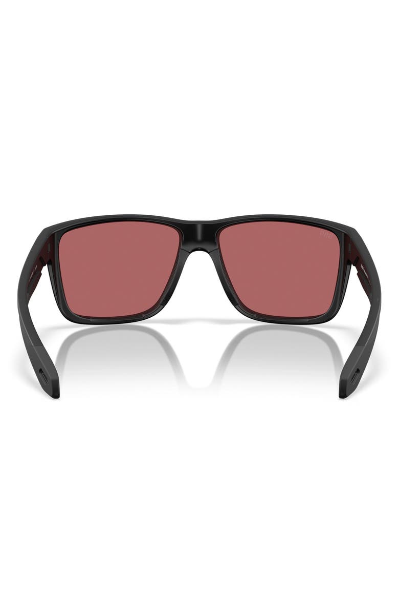 Costa Del Mar 58mm Broadbill II Polarized Rectangle Sunglasses, Alternate, color, Matte Black / Rose 580G