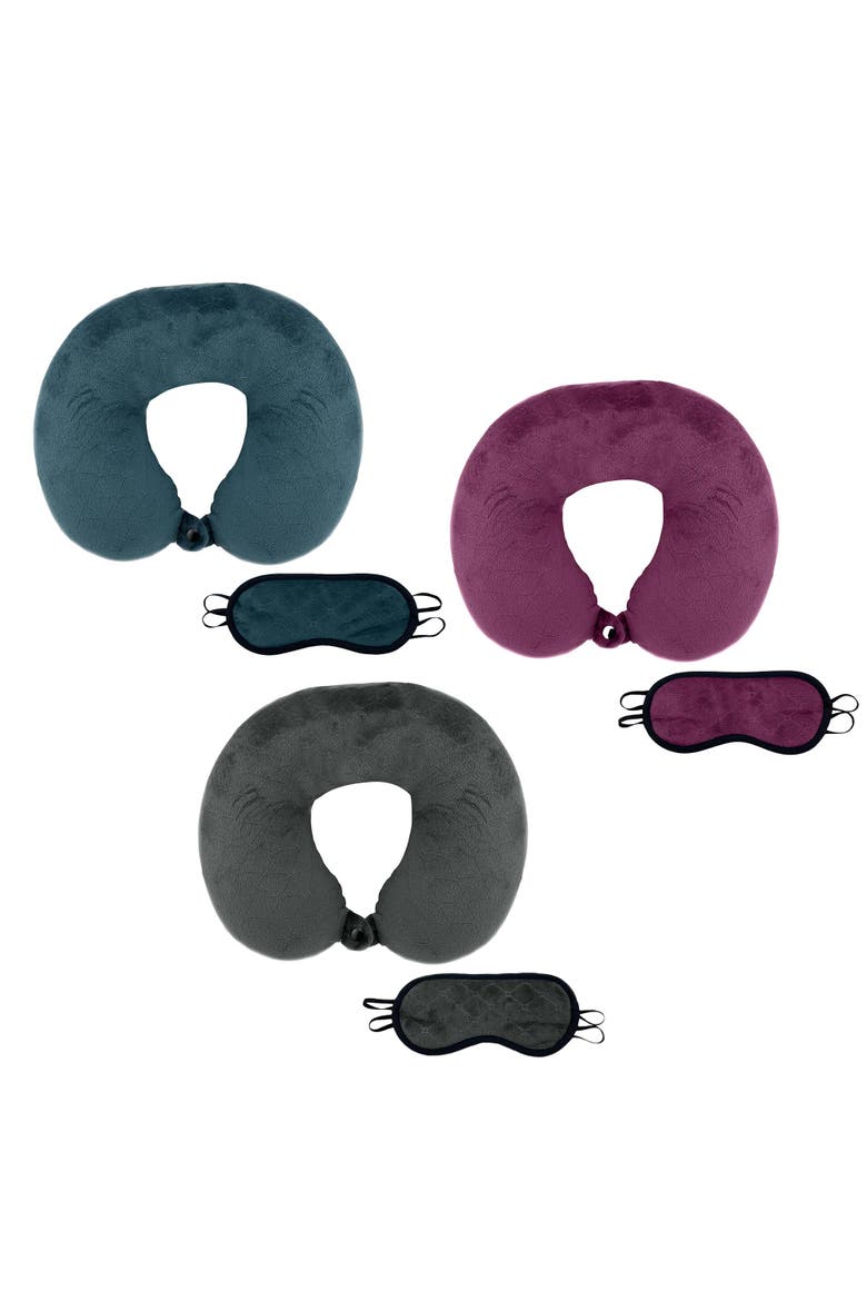 3 Memory Foam Pillows with Sleep Masks by Pursonic, Main, color, Multicolor