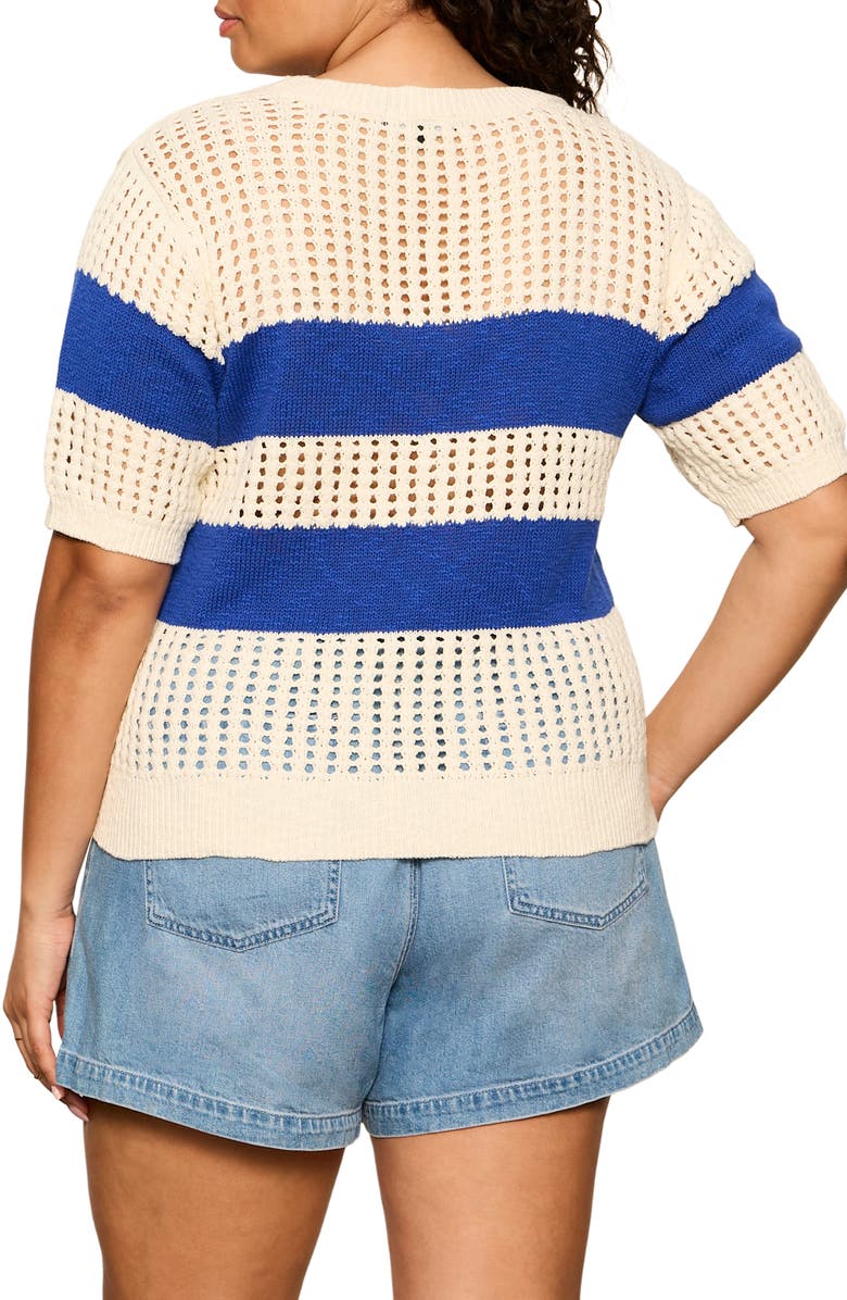 Sanctuary Beachside Stripe Open Stitch Sweater Tank, Alternate, color, Blue/ Collagen