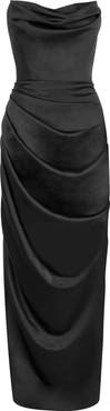 HOUSE OF CB Adrienne Satin Strapless Gown