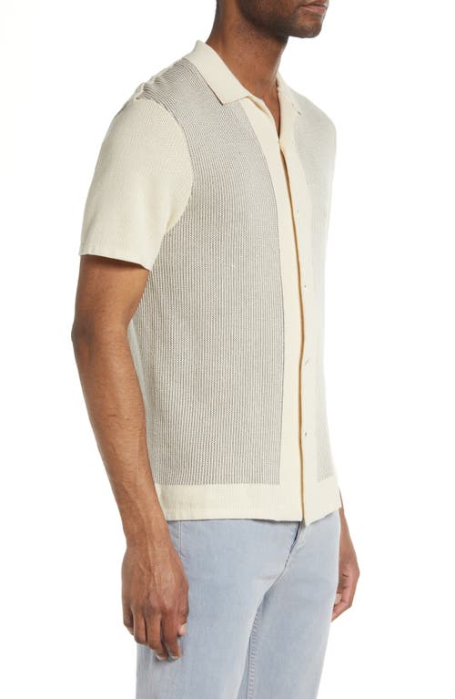 Rag & Bone Harvey Short Sleeve Knit Button-up Camp Shirt In Ivory