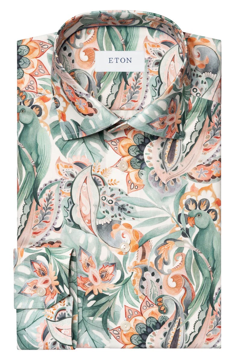 Eton Slim Fit Floral Cotton Twill Dress Shirt, Alternate, color, 