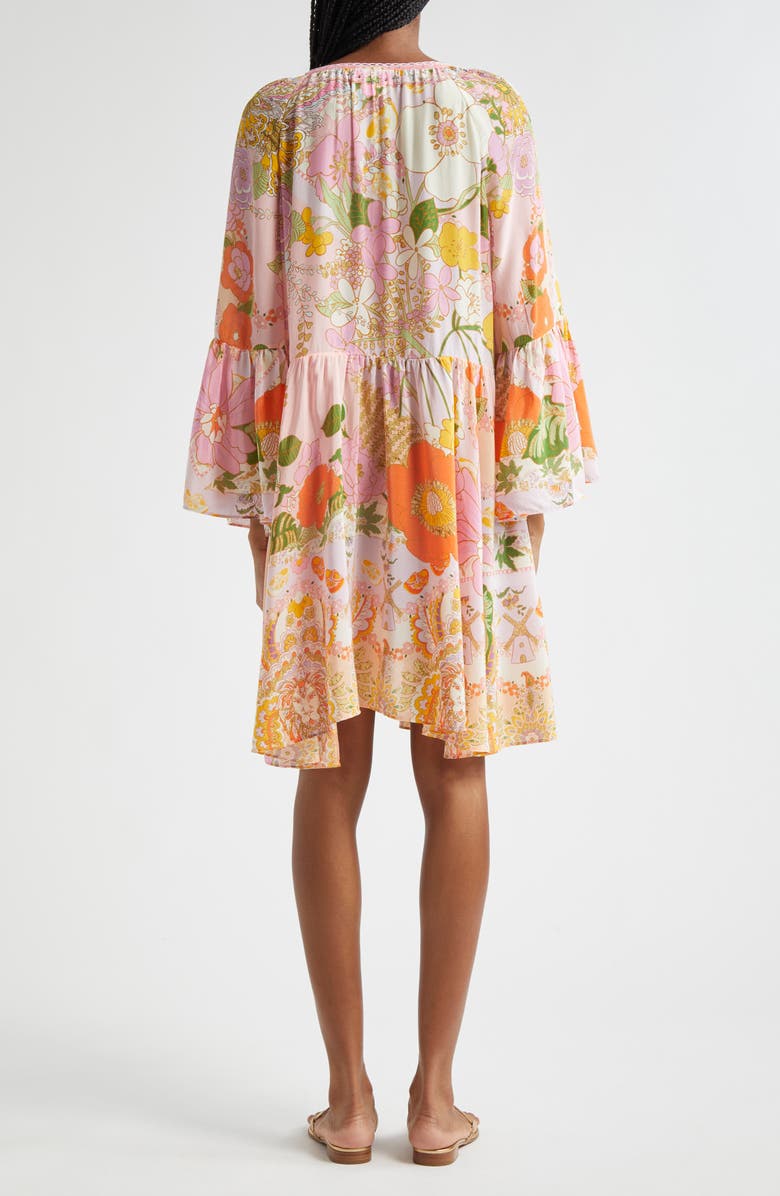 Camilla Clever Clogs Ruffle Sleeve A-Line Silk Minidress, Alternate, color, 