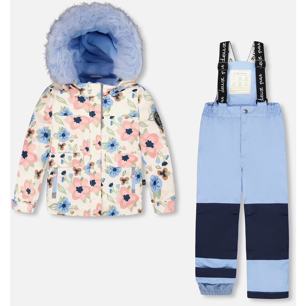 Deux Par Deux Two-piece Discover Snowsuit With Jacket In Blue