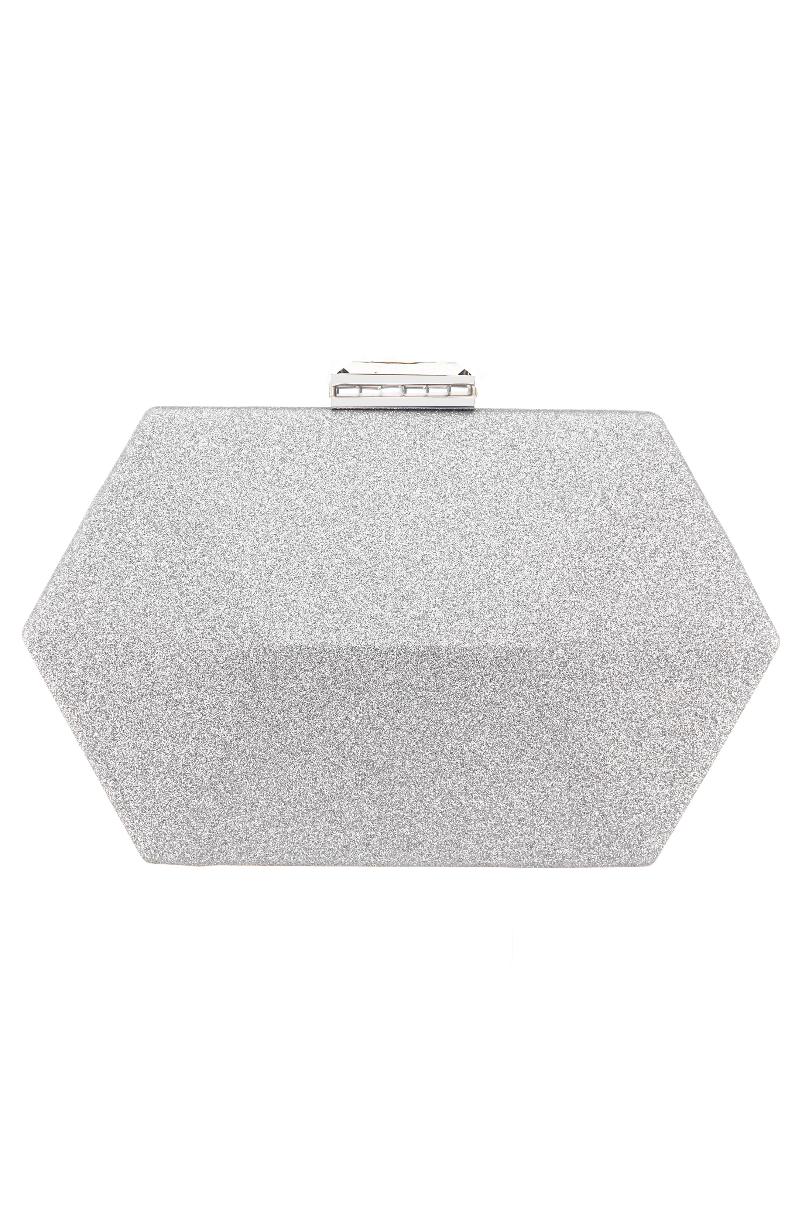 Nina Geometric Minaudiere, Alternate, color, Silver