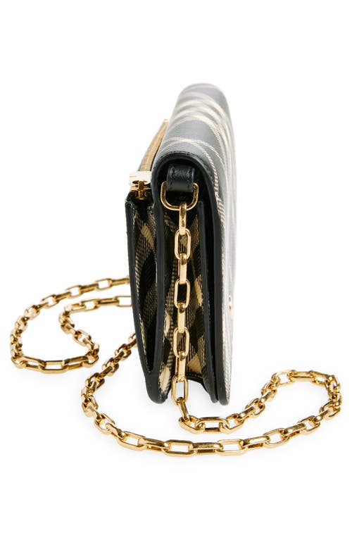 Burberry Check Canvas Wallet On Chain In Black/calico