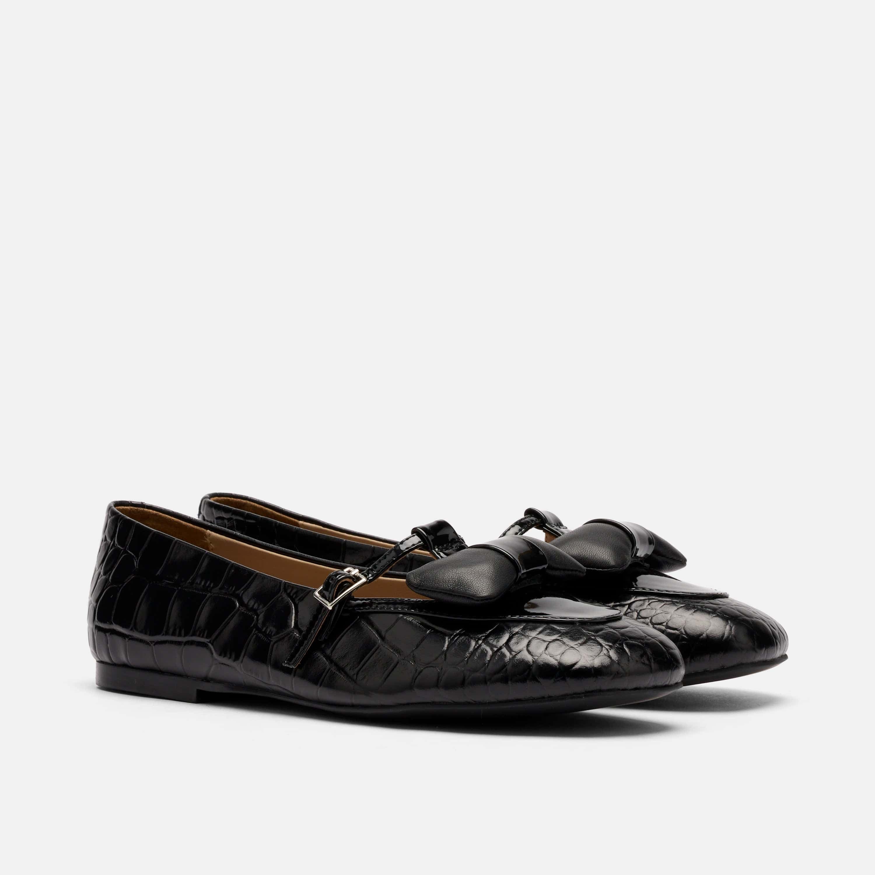 MARC NOLAN Mina Leather Mary Jane Flats, Alternate, color, Black Croc