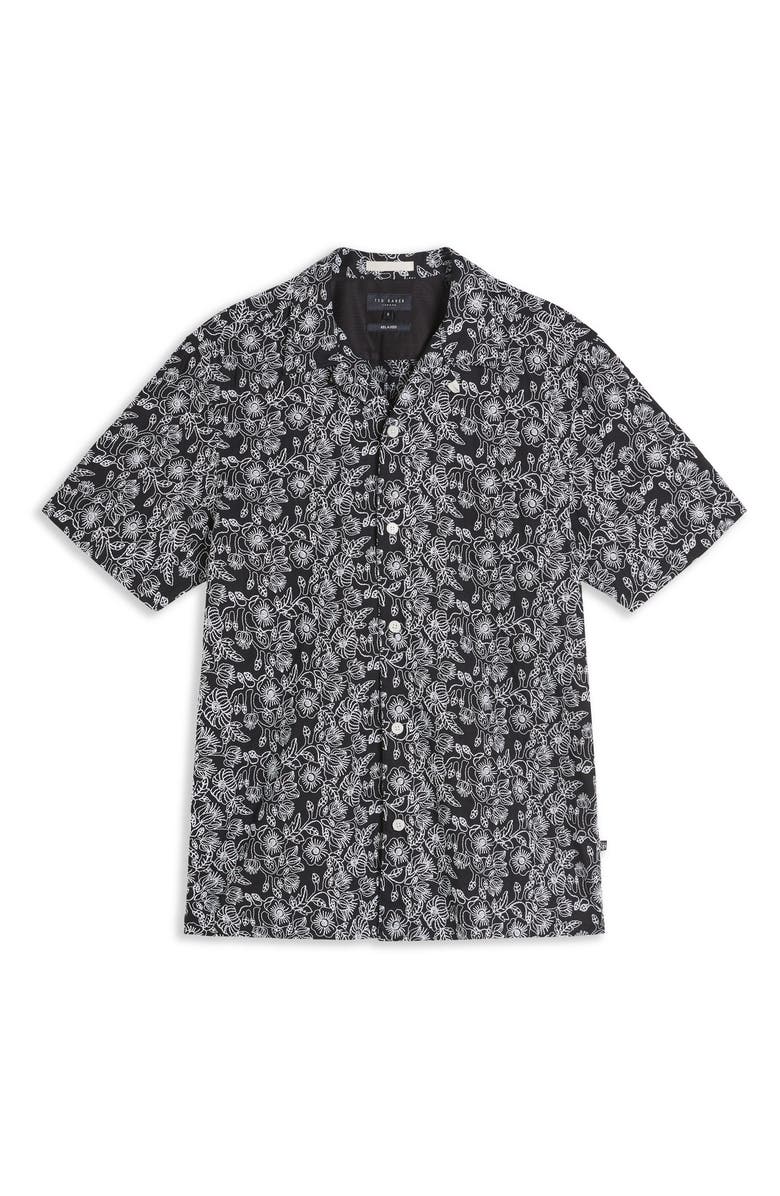 Ted Baker London Mulben Floral Embroidered Camp Shirt, Alternate, color, 