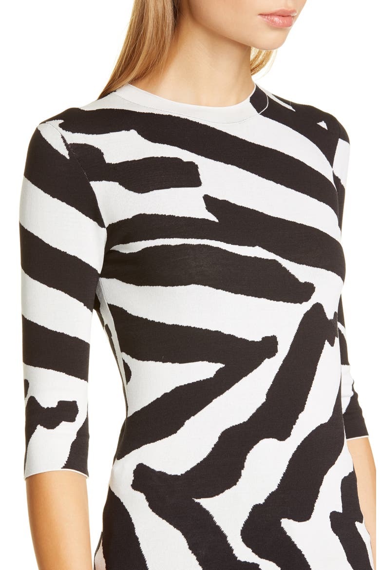 Animal Pattern Sweater, Alternate, color, SNOW/ BLACK