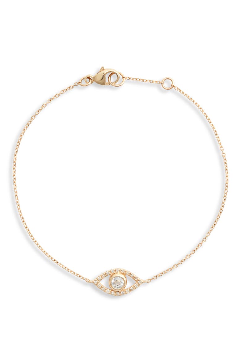 Classique Pavé Evil Eye Bracelet, Main, color, YELLOW GOLD