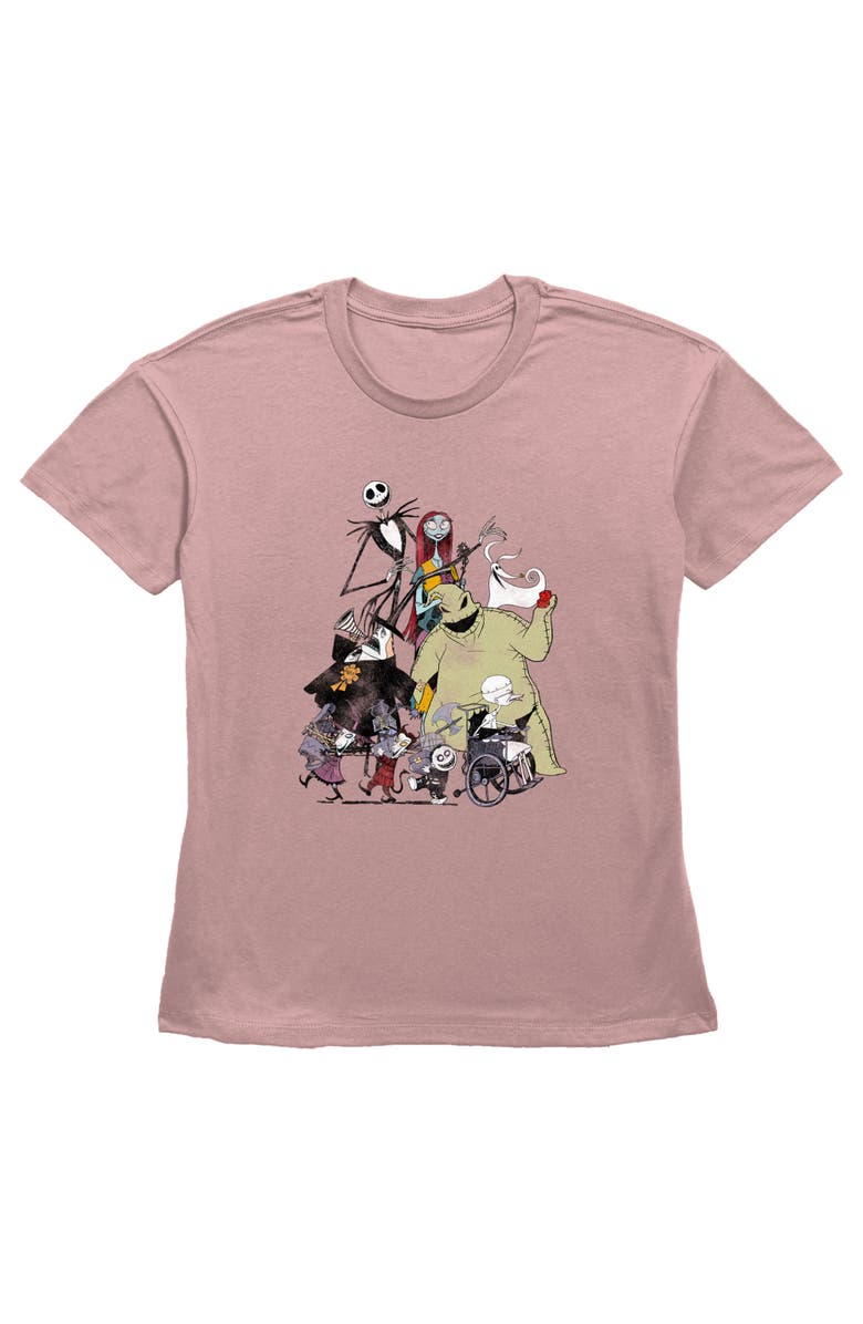 The Nightmare Before Christmas Women's The Nightmare Before Christmas Group Character Shot  Graphic T-Shirt, Main, color, Desert Pink
