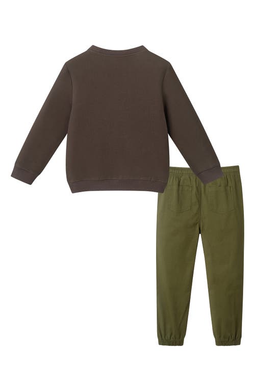 Andy & Evan Kids' Appliqué Crewneck Sweatshirt & Joggers Set In Green