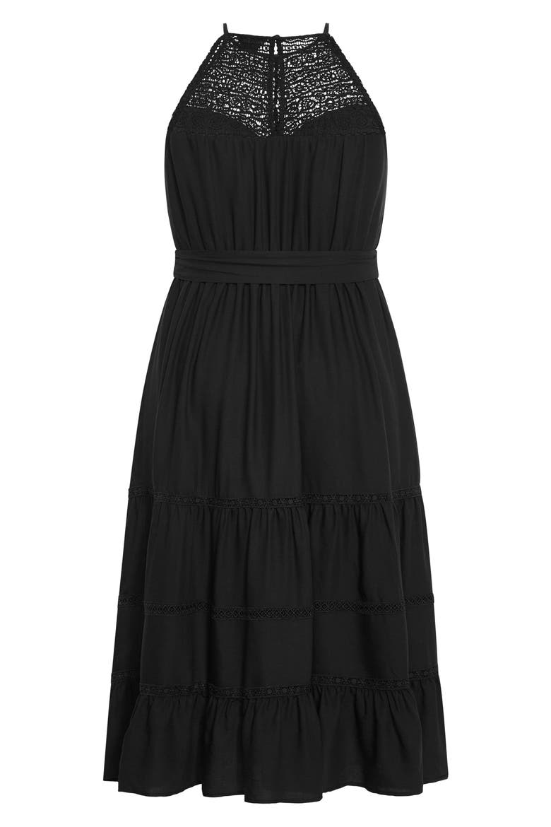 Alessia Sleeveless A-Line Dress, Alternate, color, BLACK