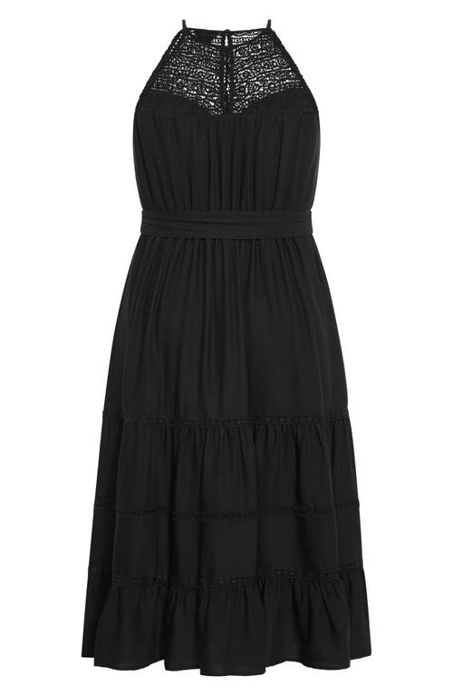 City Chic Alessia Open Stitch Sleeveless Midi Dress In Black