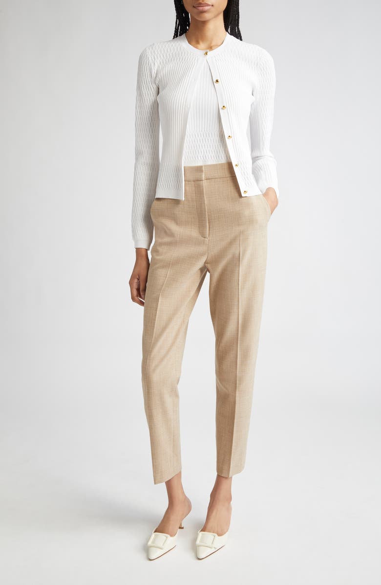 ST. JOHN Mixed Stitch Fine Gauge Cardigan, Alternate, color, Ivory