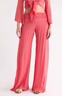Elan Crochet Trim Wide Leg Cover-Up Pants