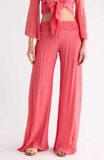 Elan Crochet Trim Wide Leg Cover-Up Pants