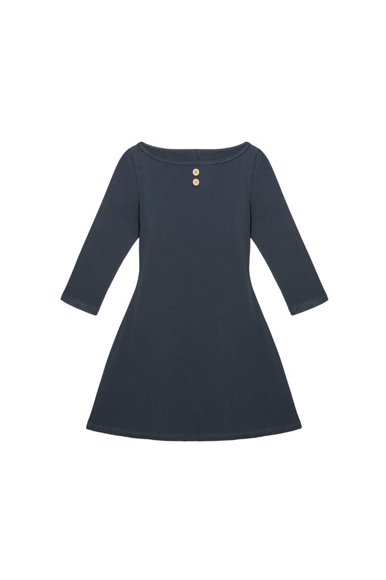 3/4 Sleeve Boat Neck Dress, Main, color, Navy