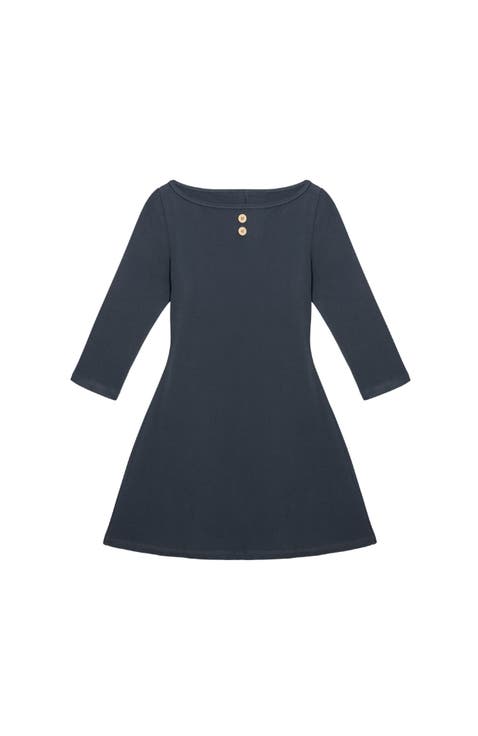 3/4 Sleeve Boat Neck Dress