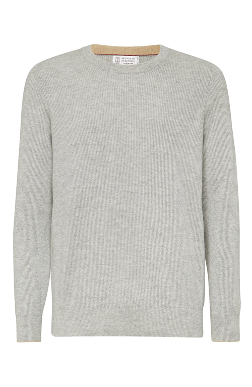 Brunello Cucinelli Crew-neck Cashmere Pullover In Pebble
