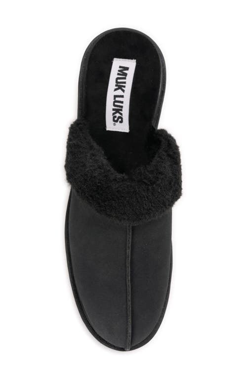 Muk Luks Sophia Faux Fur Trim Mule In Black