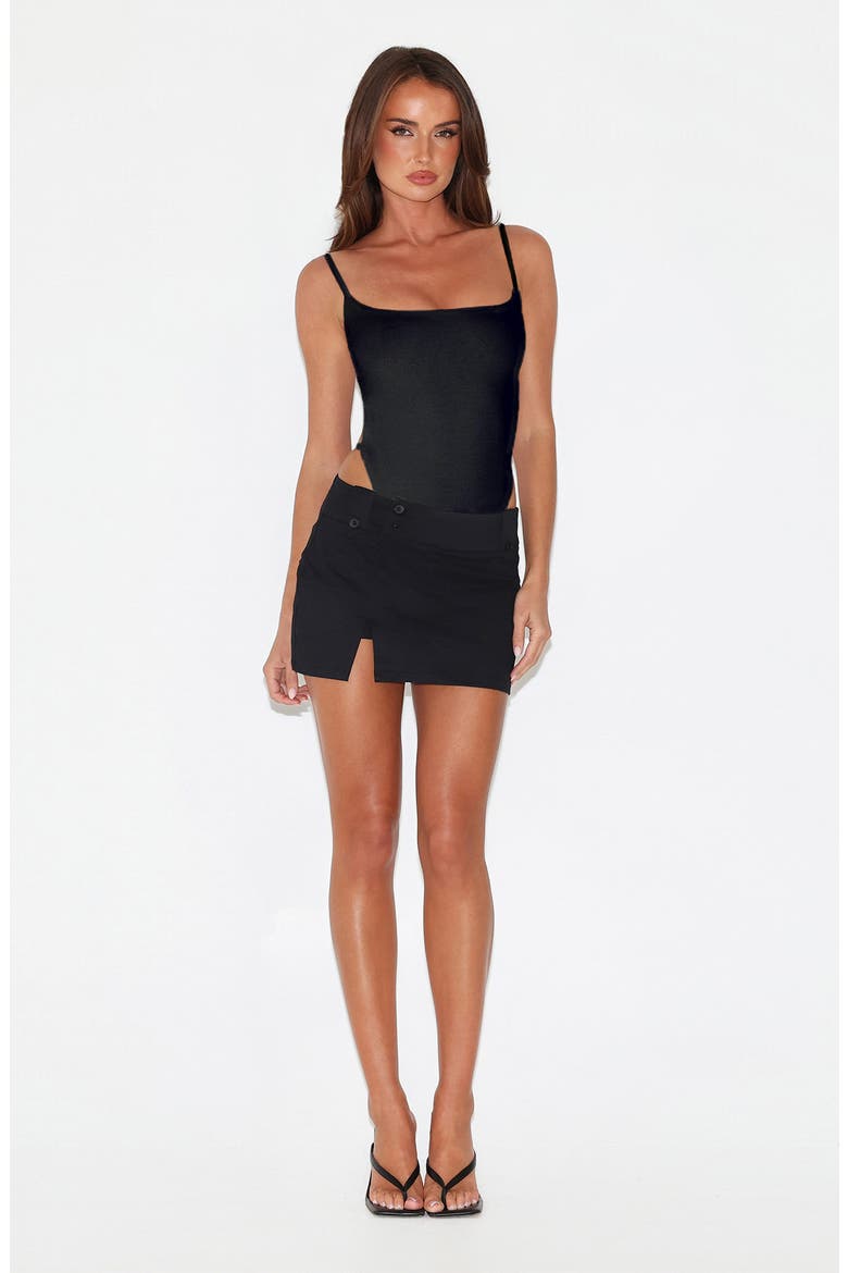 Minerva Strappy Open Back Bodysuit, Alternate, color, BLACK