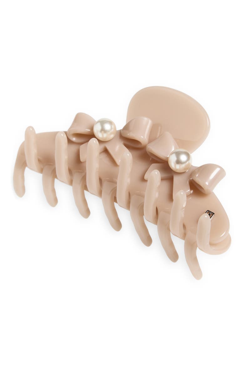 Faux Pearl Claw Clip, Main, color, ROSE