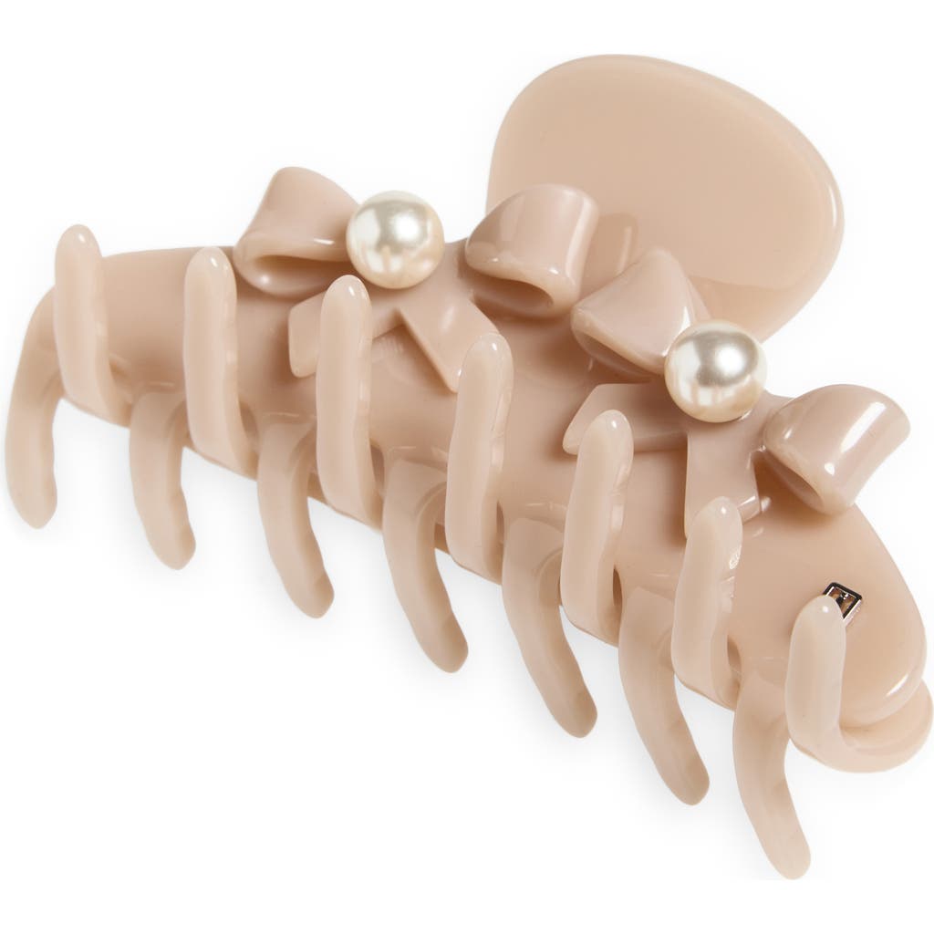 Alexandre De Paris Faux Pearl Claw Clip In Burgundy