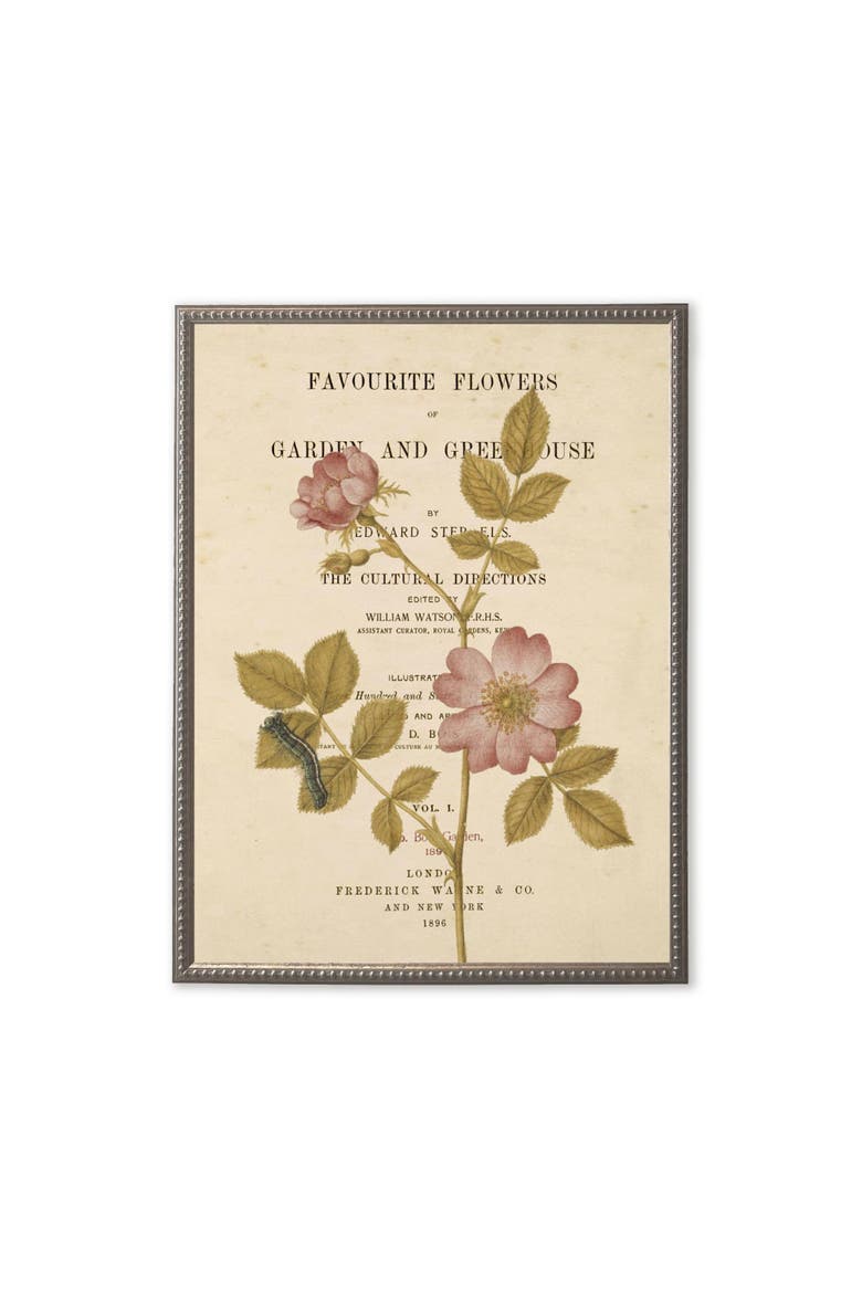 Pink Flowers On Book Page in Silver-Beaded Frame, Main, color, Multi