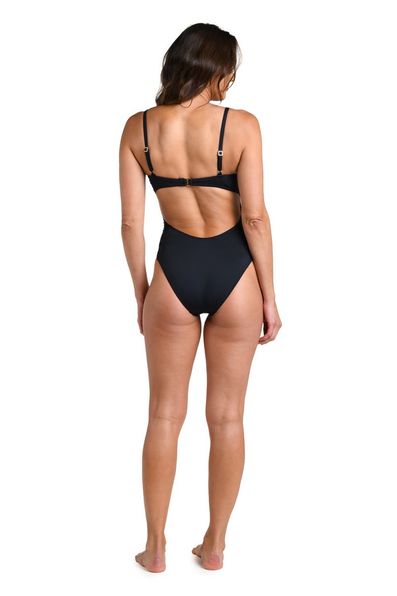 Island Goddess Cutout Monokini One-Piece Swimsuit, Alternate, color, BLACK