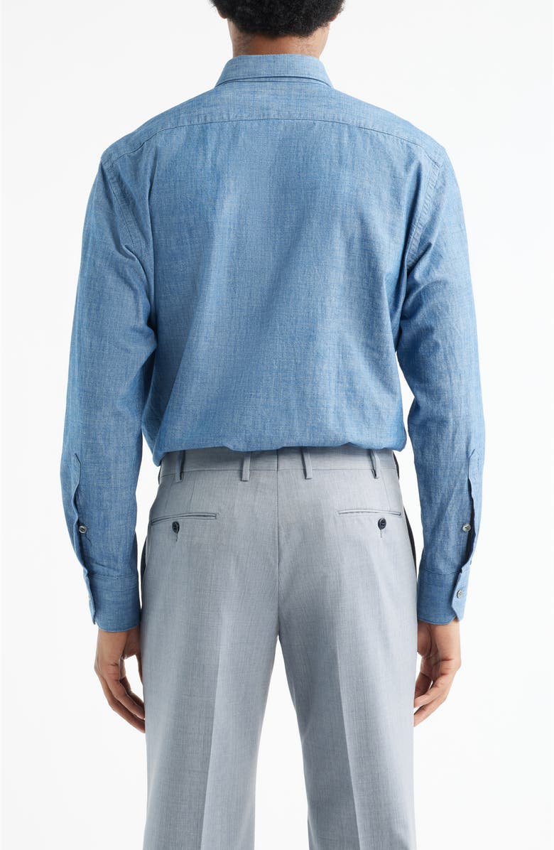 Zanella Bassano Chambray Button-Up Shirt, Alternate, color, Medium Blue