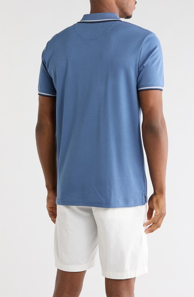 DENIM AND FLOWER Textured Vertical Stripe Quarter Zip Knit Polo, Alternate, color, Sailor Blue