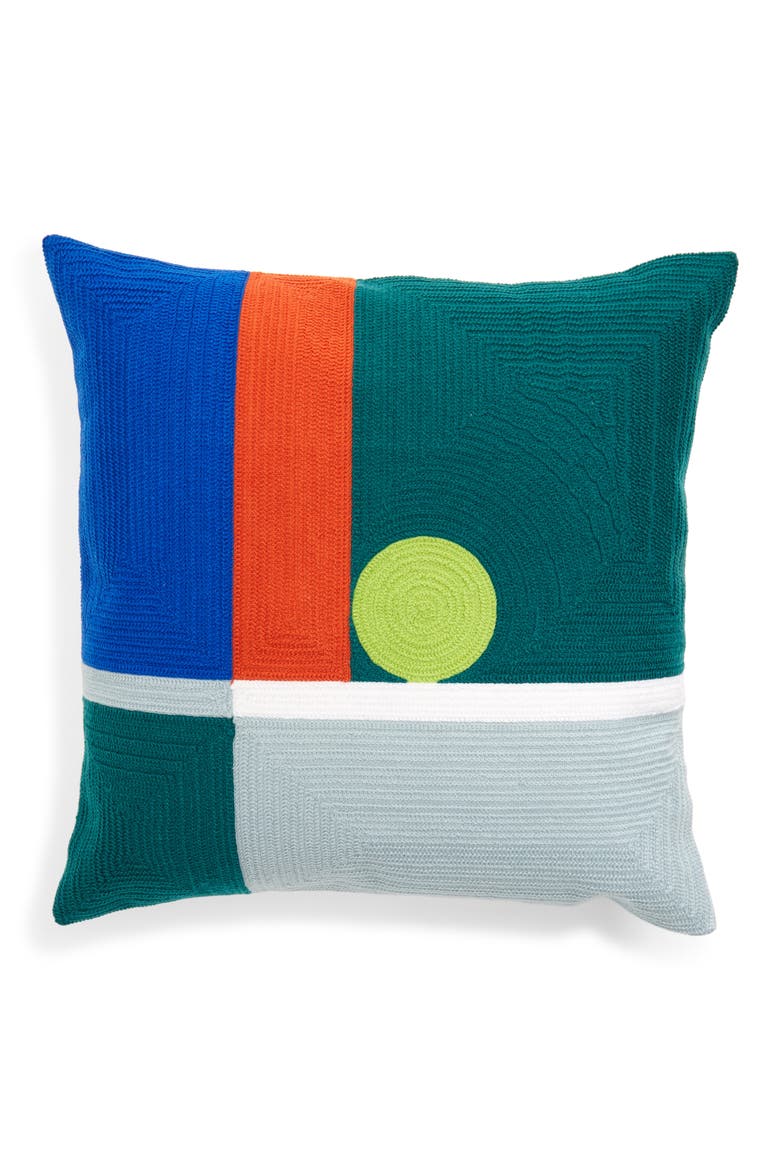 Dot Embroidered Pillow, Main, color, GREEN MULTI