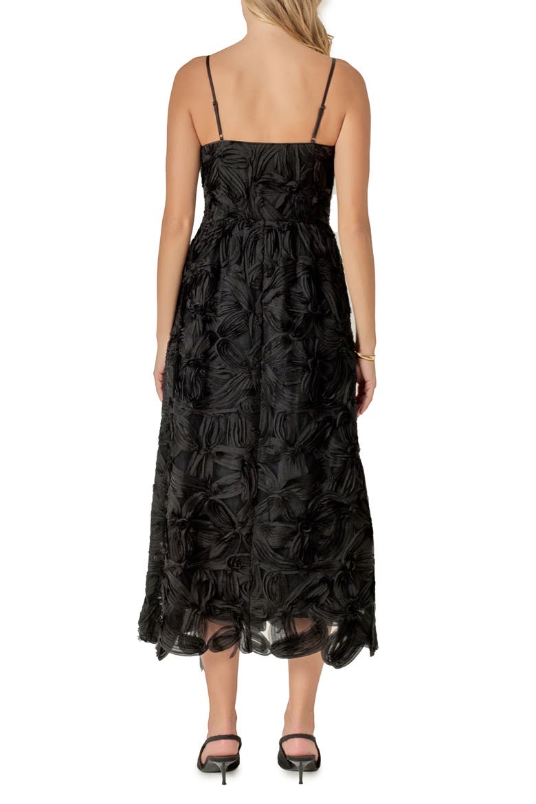 Floral Soutache Midi Dress, Alternate, color, BLACK