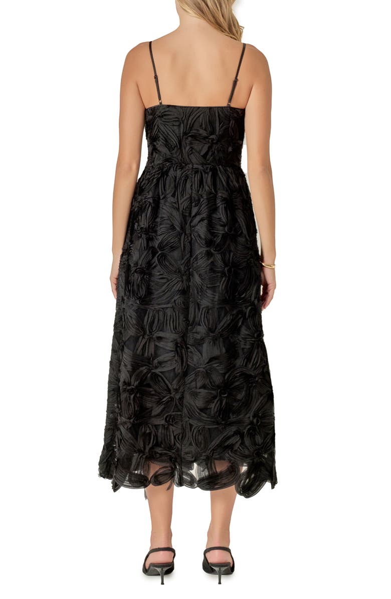 English Factory Floral Soutache Midi Dress, Alternate, color, Black
