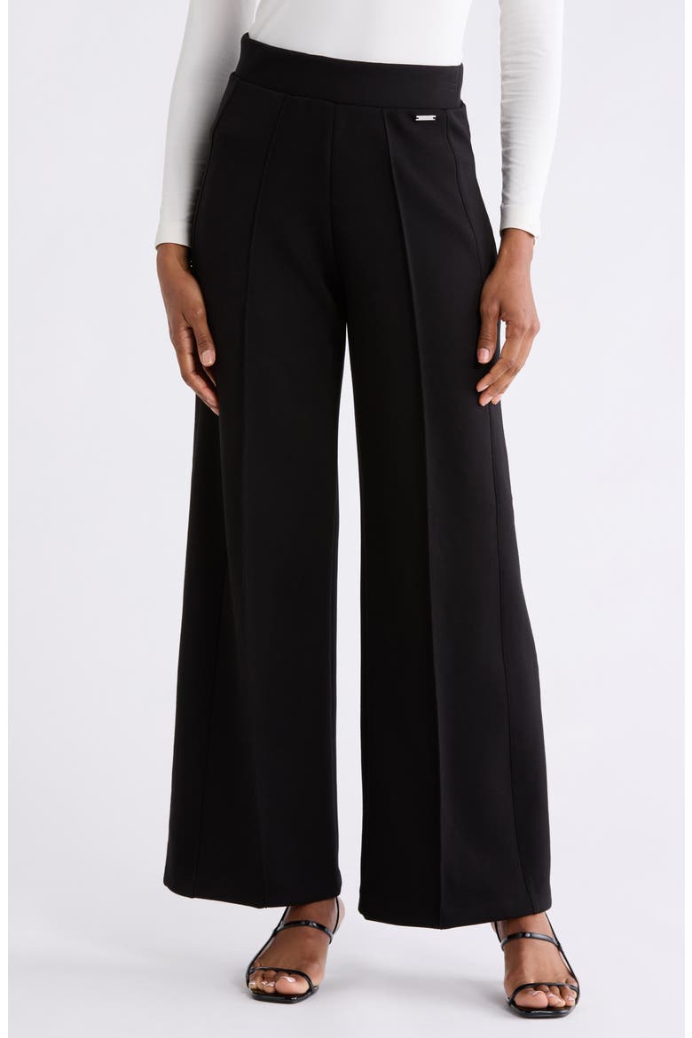 Center Seamed Pull On Wide Leg Pants, Main, color, BLACK