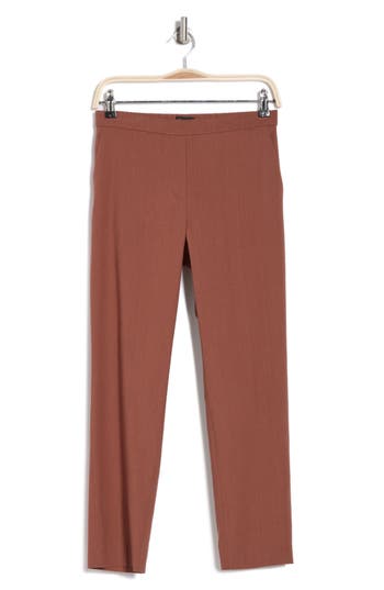 Theory Treeca Linen Blend Crop Pull-on Pants In Terracotta