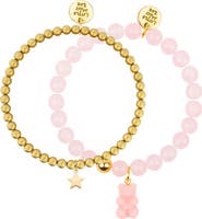 Little Miss Zoe Gummy Bear Gemstone and Delicate Gold Bracelet Set