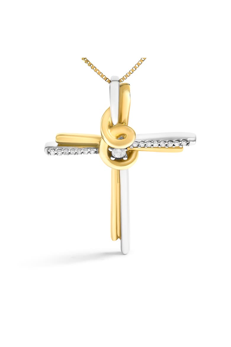 Espira 10K Two-Tone Gold Diamond-Accented Cross Pendant Necklace, Alternate, color, Yellow