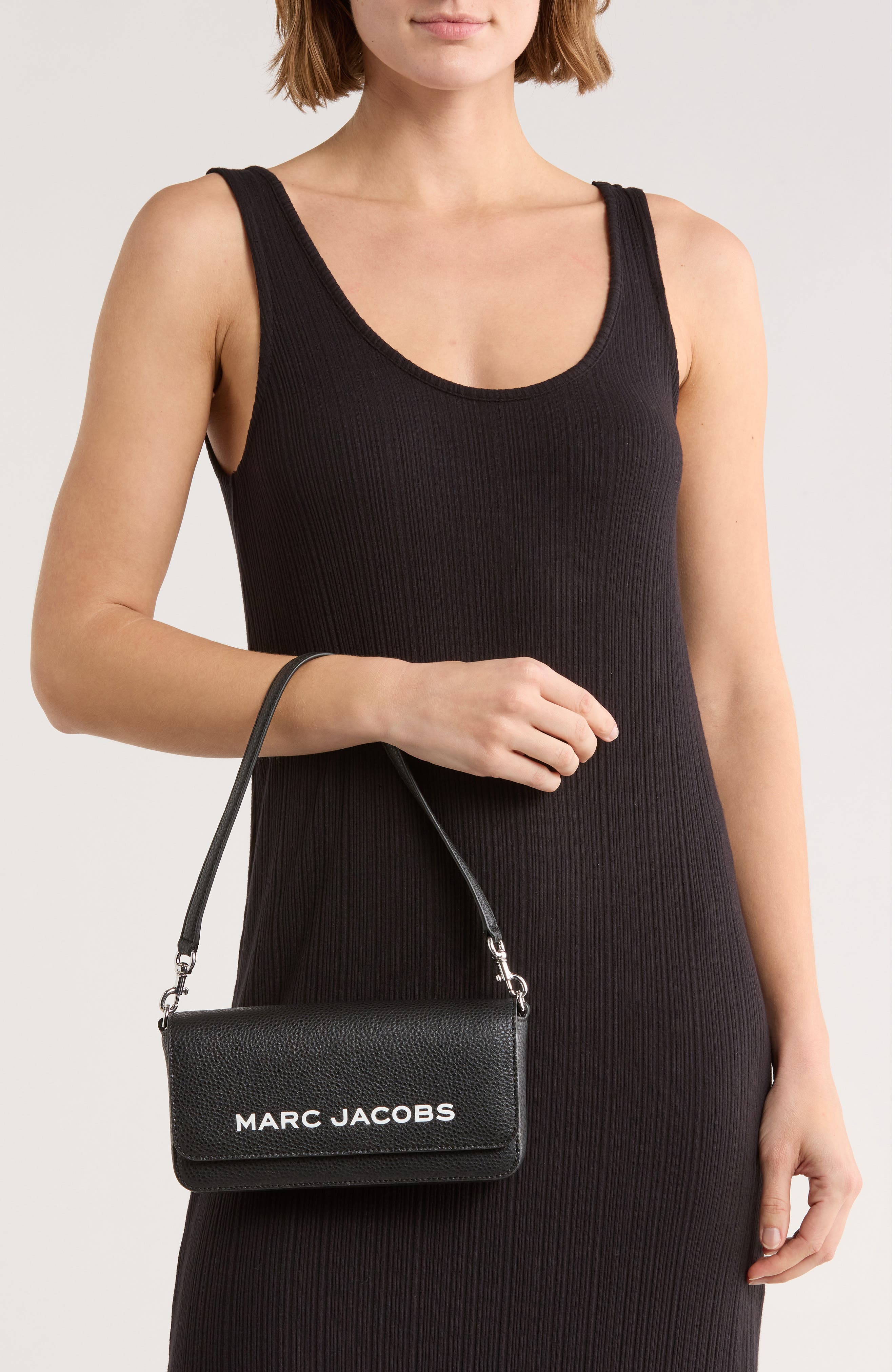 Marc Jacobs The Mini Leather Crossbody Bag, Alternate, color, Black