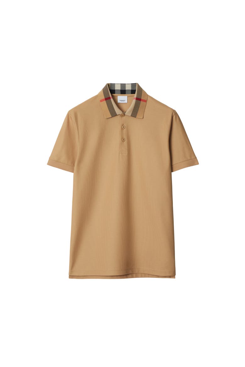 Check Collar Cotton Polo Shirt, Alternate, color, Beige